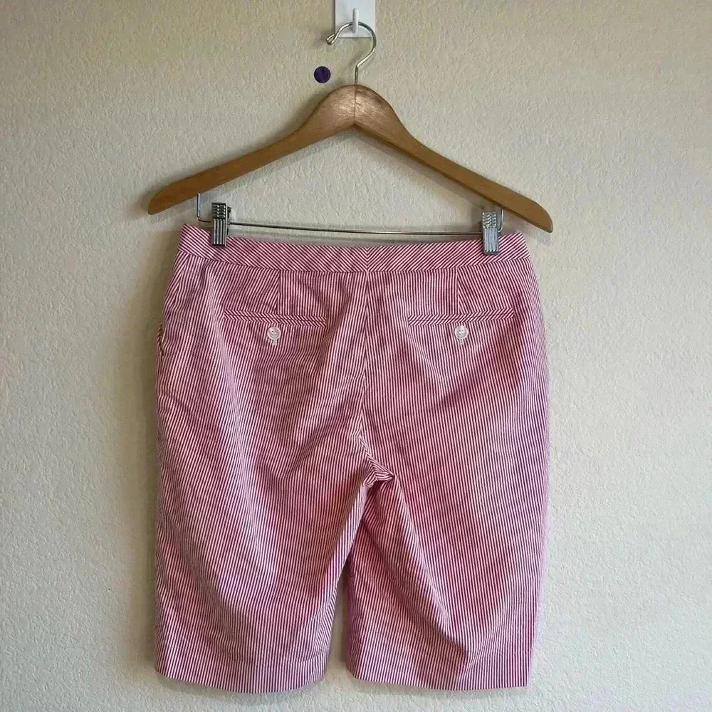 Halogen Taylor Fit Womens Cotton Stretch Bermuda Shorts‎ 4 red striped